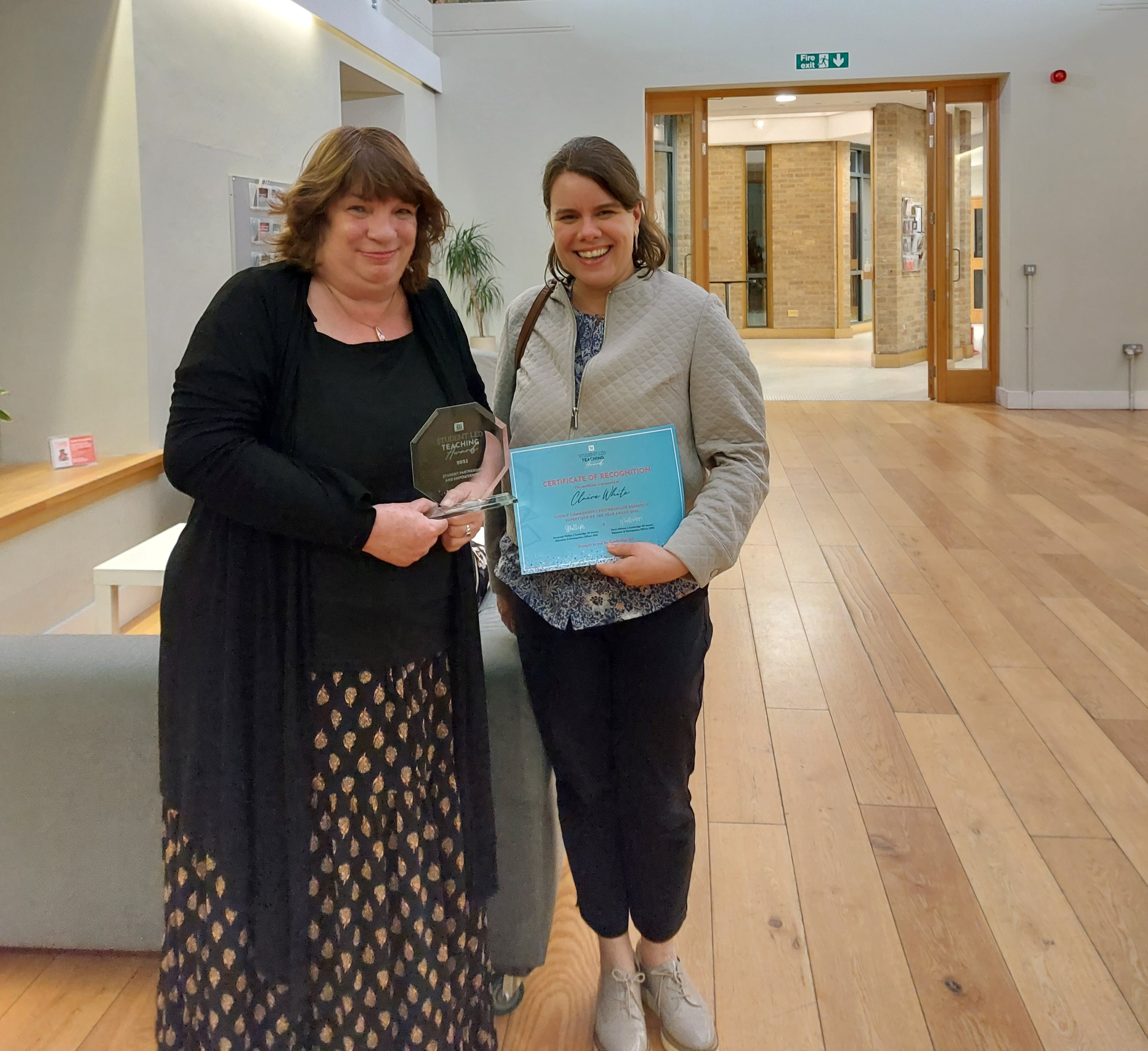 Fellows, Maureen Hackett and Dr Claire White with their awards