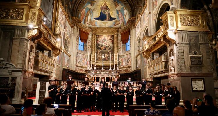 Girton College choir performing in Cremona, Italy in 2023.