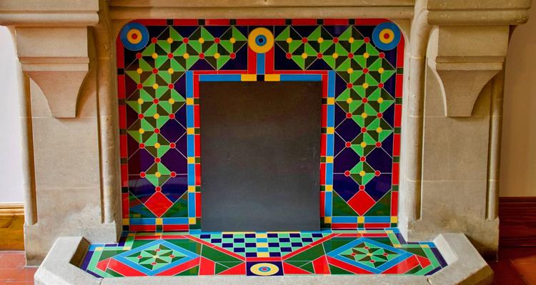 Fireplace located at the Porters' Lodge, Girton College