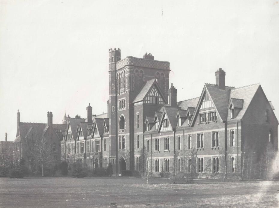 B/W photo of Girton Tower and Tower Wing