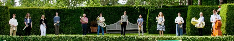 GirTen in the Fellows' Garden with instruments