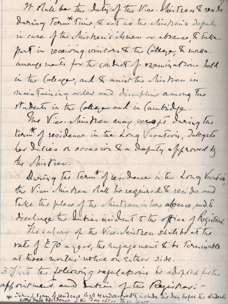 Image 11: The duties of the Vice-Mistress, from the Executive Committee minutes, 16 March 1896 (archive reference: GCGB 2/1/13 pt).